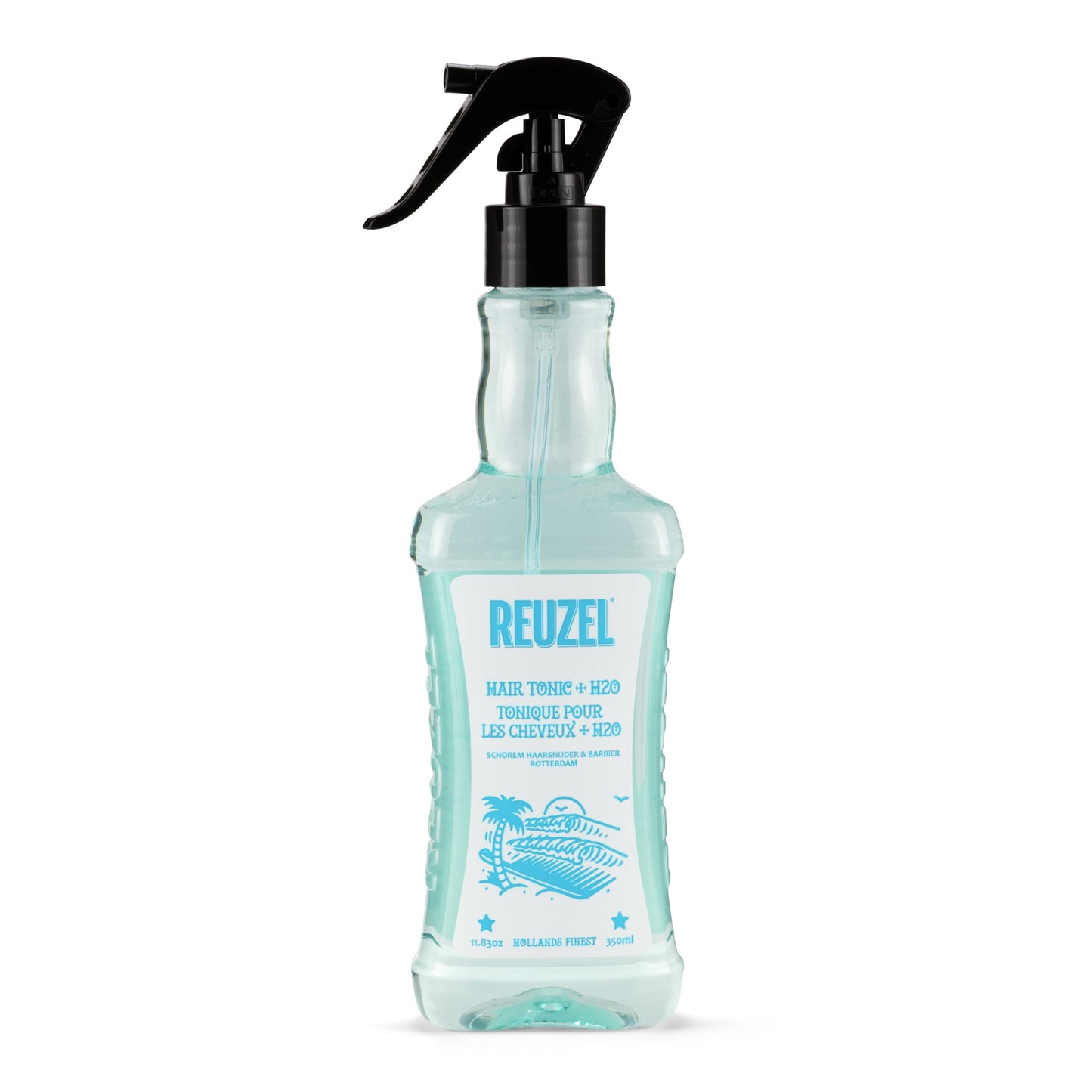 Reuzel hair tonic bottle with a black spray nozzle on a white background