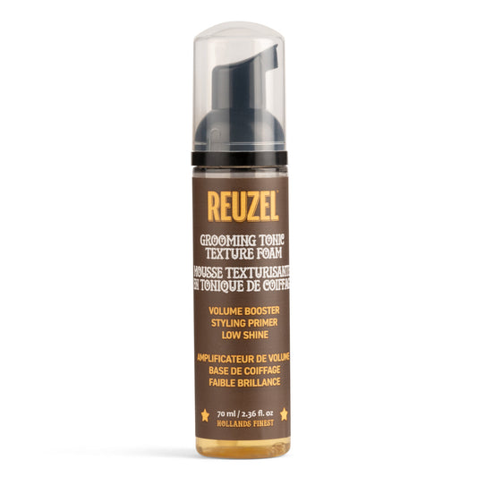 Reuzel grooming tonic texture foam bottle on a white background