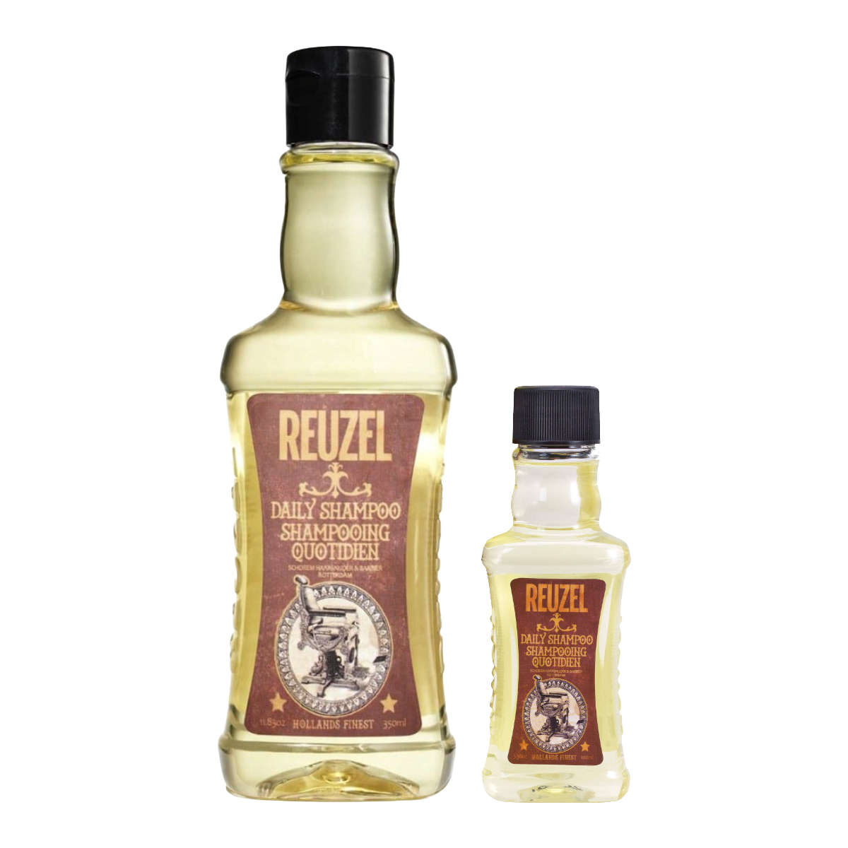 Reuzel Road Trip To Go Daily Shampoo bottle with travel-friendly design and label featuring road trip imagery.